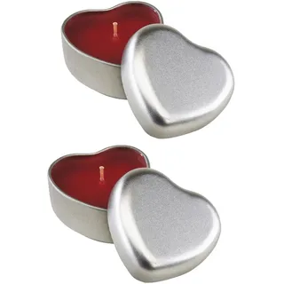 noTrash2003 Kerzen-Set Herz Kerze in Metall-Dose Geschenkidee Valentinstag Vanille-Duft (2er Set)