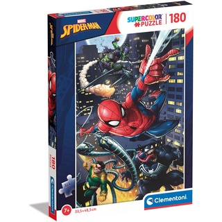 Clementoni - 29782 - Supercolor Puzzle - Marvel Spiderman - Puzzle 180 Teile Ab 7 Jahren, Buntes Kinderpuzzle Mit Besonderer Leuchtkraft & Farbintensität, Geschicklichkeitsspiel Für Kinder