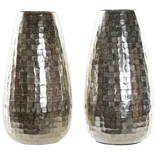DKD Home Decor Vase der Marke Aluminium Modern Silber (2 Stück) (16 x 16 x 32 cm) (Referenz: S3017302)