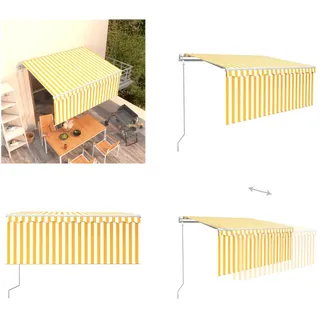 vidaXL Markise Automatisch Einziehbar mit Volant 3x2,5 m Gelb und Weiß - Markise - Markisen - Sonnendach - Sonnendächer - Gelb
