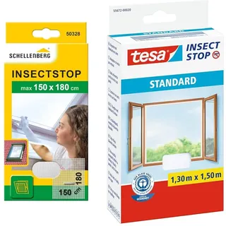 Schellenberg 50328 Fliegengitter für Dachfenster mit Reißverschluss & tesa Insect Stop Standard Fliegengitter für Fenster - Insektenschutz zuschneidbar
