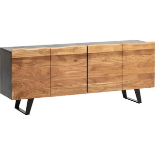 FineBuy Sideboard FineBuy Anrichte Holz Massiv 180 cm Kommode Standschrank Baumkante