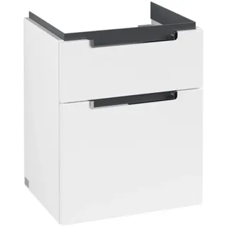 Villeroy & Boch Subway 2.0 Waschtischunterschrank, 2 Auszüge, Waschbecken mittig, 485x590x380mm, A90710MS, Farbe: White Matt, Griff: chrom glänzend
