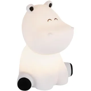 EGLO LED Nachtlicht Castellino, Akku Tischlampe Nilpferd | Kinderzimmer Deko Jungen, Silikon Nachttischlampe Kinder Baby Bett, touch bedienbar, blau, warmweiß, RGB