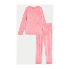 Girls M&S Collection Adaptive Heart Print Velour Pyjamas (1-16 Yrs) - Pink Mix, Pink Mix - 5-6 Years