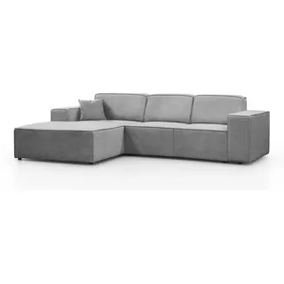 Beautysofa Ecksofa ohne Schlaffunktion Pedro L hellgrau links , Hellgrau , Kunststoff , L-Form,L-Form , 267x170 cm , Wohnzimmer, Sofas & Couches, Wohnlandschaften, Ecksofas