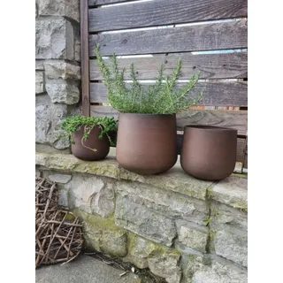 3er Set Pflanzkübel hoch, Edelrostoptik