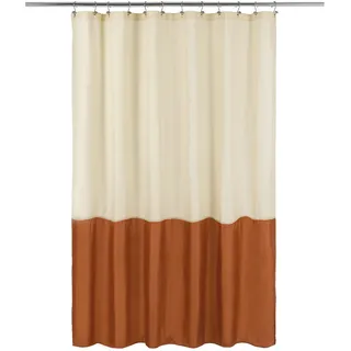ALYVIA SPRING Wasserdichter Stoff-Duschvorhang, weicher und Leichter Stoff-Duschvorhang, 3 Magnete unten, Hotelqualität und maschinenwaschbar, Standardgröße 183 x 183 cm, cremefarben und orange