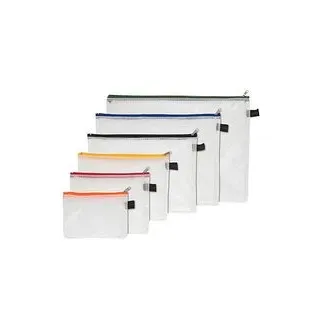 FolderSys Reißverschlussbeutel je 1x A6, B6, A5, B5, A4, B4 transparent/farbsortiert 0,15 mm, 6 St.
