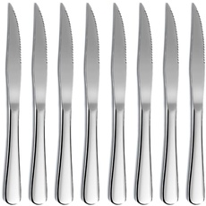 Kyraton Steakmesser-Set, Kyrtaon-Zackenmesser, Edelstahl-Scharfes Messer-Set, Tafelmesser-Set mit 8, Spülmaschinenfest, robust und leicht zu reinigen