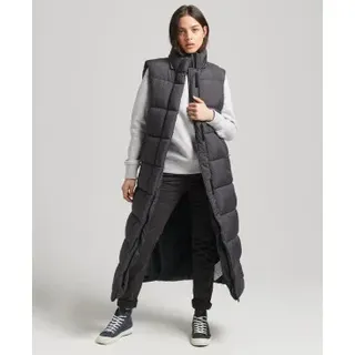 Superdry für Damen. W5011444A Ripstop-Kapuzenweste lang schwarz (S), Lässig, Polyester