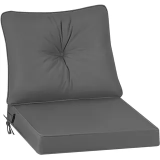 PRIMEPATIO Outdoor Stuhlkissen 50x50, Schaumstoff Sitzkissen mit Bändern | Grau Wasserdichtes Gartenpolster mit Weicher Schaumstofffüllung, Ideal für Rattan-Gartenstühle, Terrasse und Balkon