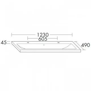 burgbad Eqio Keramik-Waschtisch, 2 Hahnlöcher, mit Überlauf, 1230x490x45mm, Weiß, KBAQ123