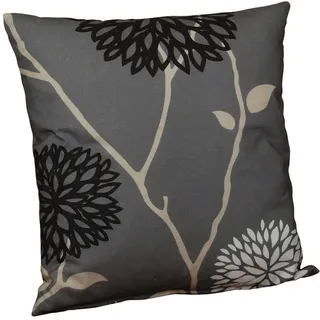 Zierkissen , Grau, Schwarz, Beige , Textil , Blume , Füllung: Schaumstoff, Vlies , 40x40 cm , Made in Germany , hochwertige Qualität, für den Außenbereich geeignet , Gartenmöbel, Gartenpolster & Auflagen, Gartenkissen