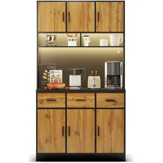 Komhtom Buffet 100x40x180cm in Schwarzer Schrank , Naturfarben , Holz , Holz Optik , 40x180x100 cm , Esszimmer, Anrichten