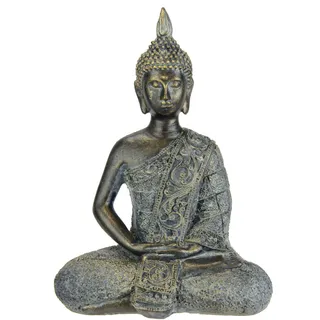 I.GE.A. Dekofigur »Buddha Figur sitzend meditierend Statue Figuren Skulptur«, Garten-Figur Wohnaccessoire, braun