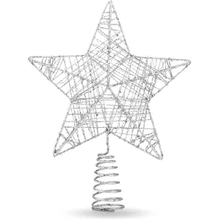 Christbaumspitze Stern - Baumspitze & Tannenbaum Aufstecker für Tannenbaum & Weihnachtsbaum zu Weihnachten Tannenbaumspitze(Silber)