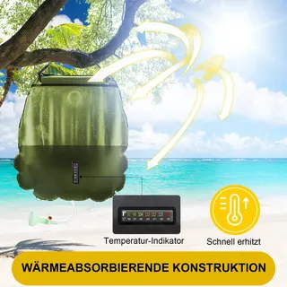 2 Stück Solar Duschtasche Camping 20L, Solardusche Wassersack Handbrause Schlauch Tragbar, Outdoor Dusche Solarheizung für Wandern Sommer