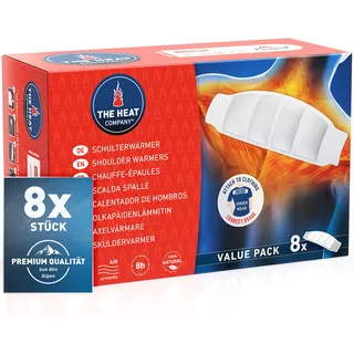 THE HEAT COMPANY Schulterwärmer - 8 Stück - Wärmepflaster Rücken - EXTRA WARM - klebend - Nackenwärmer - 8 Stunden wohlige Wärme - sofort einsatzbereit - luftaktiviert - rein natürlich