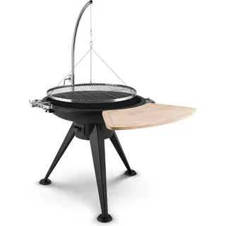 Blumfeldt Delion - Feuerschale, Feuerkorb, Schwenkgrill, Galgengrill, Ø Grillrost: 70 cm, Ø Feuerschale: 80 cm, Edelstahlfeuerschale, Seilzug, anthrazit - Schwarz