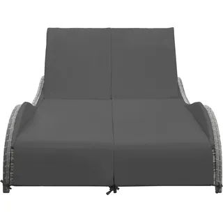 vidaXL Doppel-Sonnenliege mit Auflage Poly Rattan Anthrazit - Grau