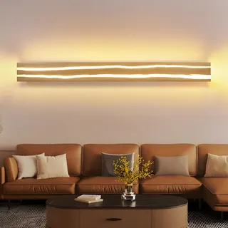 ZMH Wandlampe LED Wandleuchte innen Holz - 16W Wandbeleuchtung Wohnzimmer 100CM Warmweiß Flurlampe Wand Modern Design lange Nachtlampe für Schlafzimmer Flur Treppenhaus Restaurant Cafe