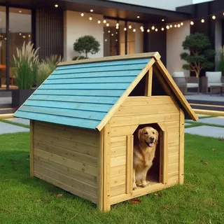 Melko Hundehütte Outdoor 95CM wetterfest Holz Haustierkäfig Hundehöhle Dach - Braun