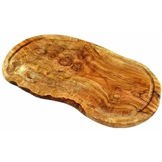 Olivenholz-erleben Tranchierbrett »mit Saftrille aus hochwertigem naturbelassenem Olivenholz« Brett zum Wenden, eine Seite mit Saftrille, glatte Seite zum Schneiden,