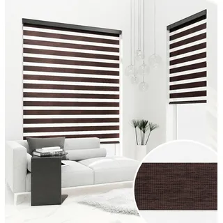 PREMIUM DOPPELROLLO BH16 DUNKELBRAUN mit Alu Kassette (45x150 cm, Kassettenfarbe: schwarz) - Schwarz