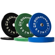 Signature Fitness Olympische Hantelscheiben mit Stahlnabe, 5,1 cm, 72,6 kg Set (2 x 10/25/20,4 kg), farbig