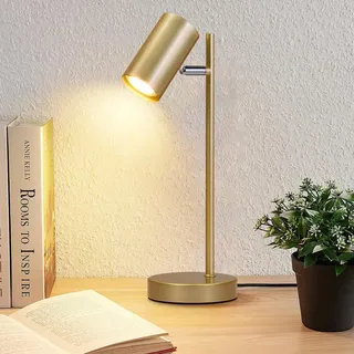 CBJKTX Nachttischlampe Schlafzimmer Tischlampe Gold Schwenkbar 350°GU10 | Vintage Tischleuchte Wohnzimmer aus Metall Schreibtischlampe mit Kabel für Nachttisch Arbeitszimmer(ohne Leuchtmittel)