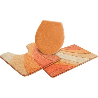 my home Badematte »Josie, Badvorleger, Badezimmer Teppich« Höhe 20 mm rutschhemmend beschichtet fußbodenheizungsgeeignet   schnell trocknend   strapazierfähig Badteppich, Badematten, rechteckig, rund & als 3-tlg. Set erhältlich, orange