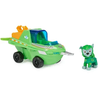 Spin Master PAW Patrol, Aqua Pups - Basis Fahrzeug Spielzeugauto im Sägefisch-Design mit Rocky Welpenfigur, Spielzeug geeignet für Kinder ab 3 Jahren