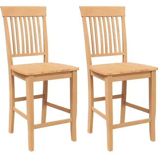 vidaXL Barhocker 2 Stk. Natur Massivholz Gummibaum - Braun
