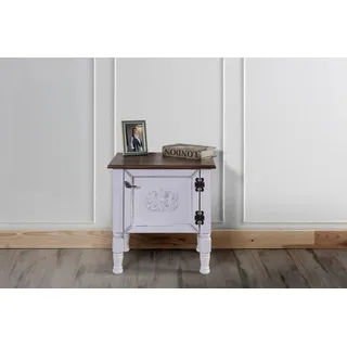 Hanah Home Elegant White Nightstand with Spruce Top & Hornbeam Legs, 50 x 40 x 52 cm | 100% MDF, 10 mm Thickness | Perfect for Modern Bedrooms & Living Spaces