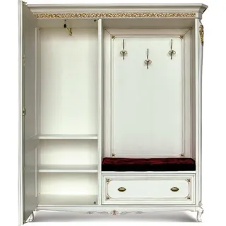 Kleiderständer Oberbekleidung Kleiderschrank Flur Spiegel Italienische Garderobe - Weiß