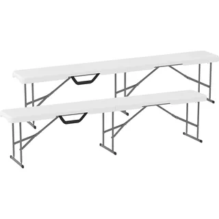 Outsunny Bierzeltbank Klappbank klappbar Partybank mit Tragegriff, Metallbeine - Weiß