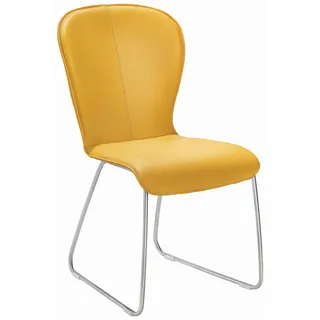 Bert Plantagie Stuhl , Gelb, Edelstahlfarben , Metall, Leder , Echtleder , Color-Finish-Leder , Uni , Kufe , 48x91x61 cm , Lederauswahl, Stoffauswahl , Esszimmer, Stühle, Esszimmerstühle