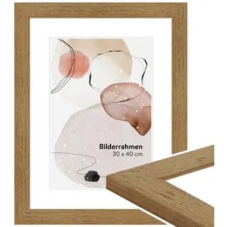 WANDStyle Bilderrahmen A3 Eiche, DIN A3 Bilderrahmen Holz Landhausstil 42x30 cm, hochwertiger Holzbilderrahmen, Posterrahmen zum Aufhängen, Rahmen 30x42 cm, Fotorahmen H750 - Made in Germany