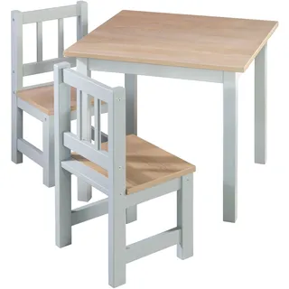 roba Kindersitzgruppe Woody Holzdekor 2 Stühle & 1 Tisch braun taupe