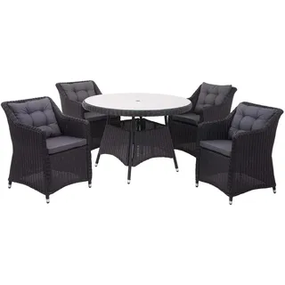 Mendler Poly-Rattan Garnitur HWC-F51 5-tlg. Anthrazit