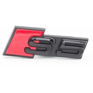 Audi 8W6071805 Schriftzug Clip S5 Schriftzug Tuning Kühlergrill Black Edition Emblem, schwarz/rot