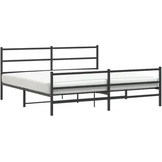 vidaXL Bettgestell mit Kopf- und Fußteil Metall Schwarz 180x200 cm - Schwarz
