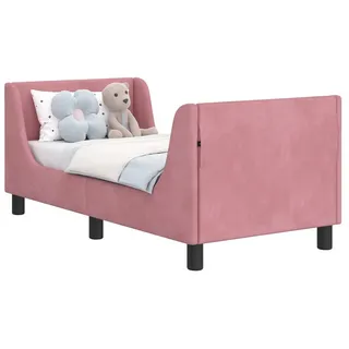 vidaXL Kinderbettgestell mit Kopfteil Rosa 70 x 140 cm Samt - Rosa