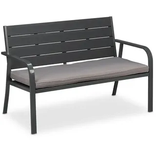 Relaxdays Gartenbank , Anthrazit , Kunststoff, Metall, Textil , 118x78x66 cm , Gartenmöbel, Gartenbänke