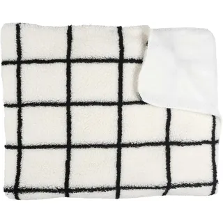 HOME DECO FACTORY, TX0094, Soft Sherpa Plaid with Black and White Checks, Ideal for Sofa or Bed, Comfortable and Elegant Interior Textile, 130x160 cm, White and Black