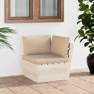 vidaXL Garten-Paletten-Ecksofa mit Kissen Imprägniertes Fichtenholz - Beige