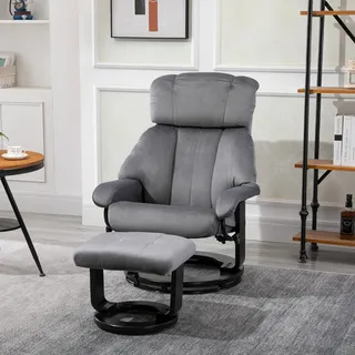 Homcom Massagesessel mit Hocker Polyester 80 x 102 x 76 cm Grau