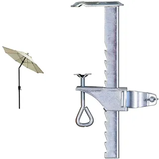 Dehner Sonnenschirm Vido, Ø 150 cm, Aluminium/Polyester, beige & Schneider Balkonklammer für Sonnenschirme