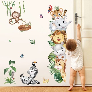 decalmile Wandtattoo Dschungel Tiere Wandaufkleber Elefant Löwe Affen Safari Wandsticker Babyzimmer Kinderzimmer Schlafzimmer Türen Wanddeko